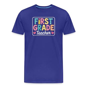Retour à l'école pour les enseignants de première année - T-shirt bio Premium Homme - bleu roi - Devant - Damien (186cm)
