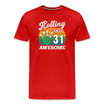 Retro Bowling 31. Geburtstag Design - Männer Premium Bio T-Shirt - Rot - Vorne - Damien (186cm)