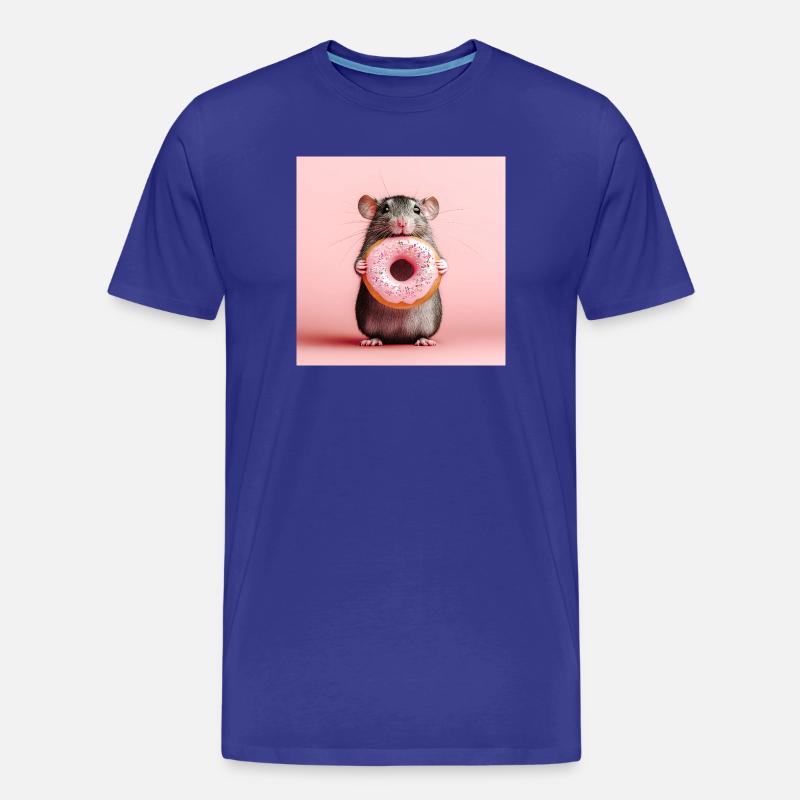 Süße Maus mit buntem Donut - Männer Premium Bio T-Shirt - Königsblau