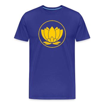 Yellow Lotus Blossom Illustration - Men's Premium Organic T-Shirt - royal blue - Front - Damien (186cm)