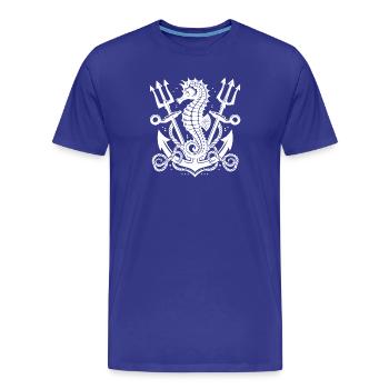 Hippocampe avec ancre et trident - T-shirt bio Premium Homme - bleu roi - Devant - Damien (186cm)