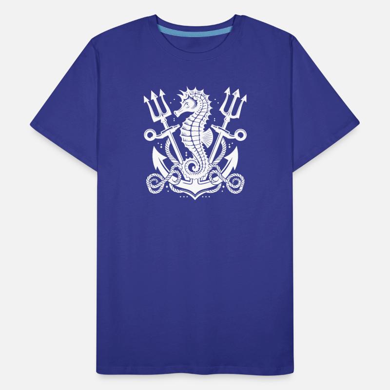 Hippocampe avec ancre et trident T-shirt bio Premium Homme