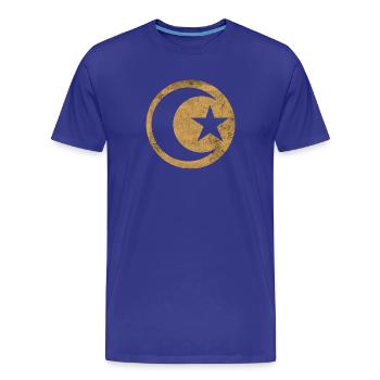 Croissant et étoile islam cercle doré - T-shirt bio Premium Homme - bleu roi - Devant - Damien (186cm)