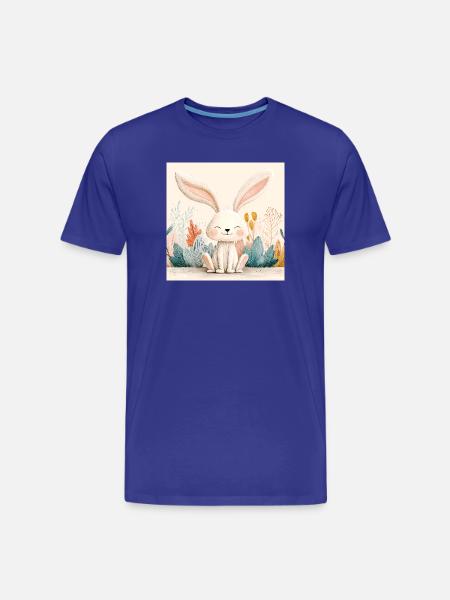 Cute Bunny with Pastel Vegetation - Men's Premium Organic T-Shirt - royal blue