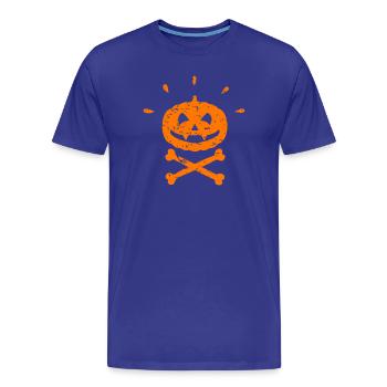Effrayant Jolly Roger Citrouille Halloween orange - T-shirt bio Premium Homme - bleu roi - Devant - Damien (186cm)