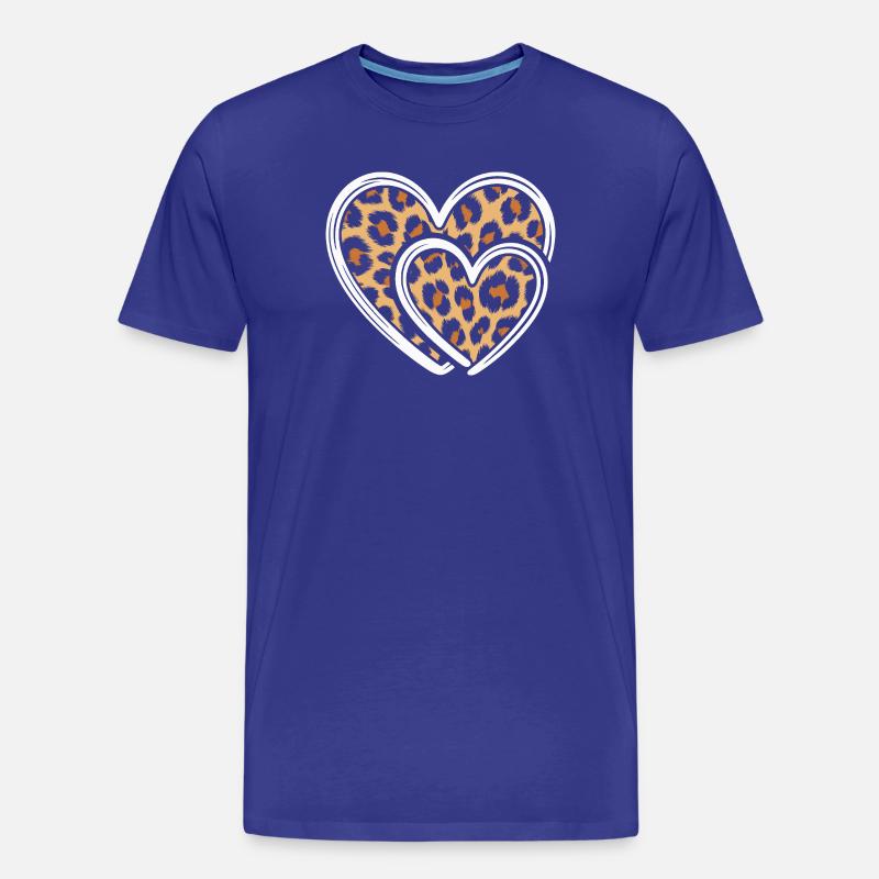 Herz mit Leopardmuster - Männer Premium Bio T-Shirt - Königsblau