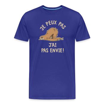 je peux pas j'ai pas envie humour drôle - T-shirt bio Premium Homme - bleu roi - Devant - Damien (186cm)