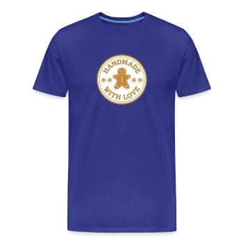 Gingerbread Emblem – Handmade with Love - Men's Premium Organic T-Shirt - royal blue - Front - Damien (186cm)