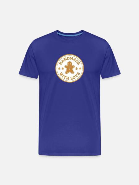 Gingerbread Emblem – Handmade with Love - Men's Premium Organic T-Shirt - royal blue