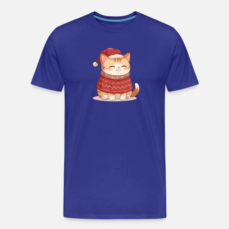 Anime Katze im Weihnachtspullover - Christmas - Männer Premium Bio T-Shirt - Königsblau
