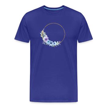 Blue, gold, green, floral wreath, customizable - Men's Premium Organic T-Shirt - royal blue - Front - Damien (186cm)