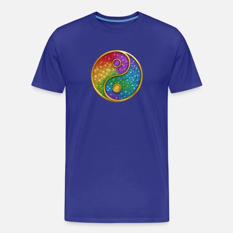 Regenbogen-Yin-Yang mit funkelnden Sternen - Männer Premium Bio T-Shirt - Königsblau