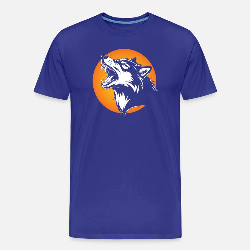 Wolfskopf in kontrastierender Silhouette - Männer Premium Bio T-Shirt - Königsblau