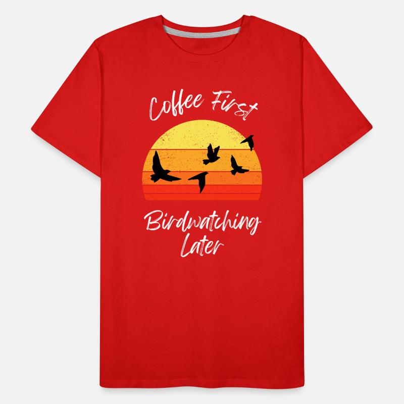 Scène d’observation des oiseaux au coucher du soleil T-shirt bio Premium Homme