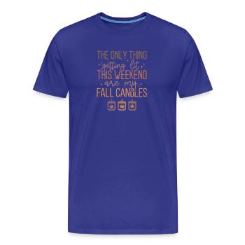 Herbstkerze und Zimtduft Textdesign - Männer Premium Bio T-Shirt - Königsblau - Vorne - Damien (186cm)