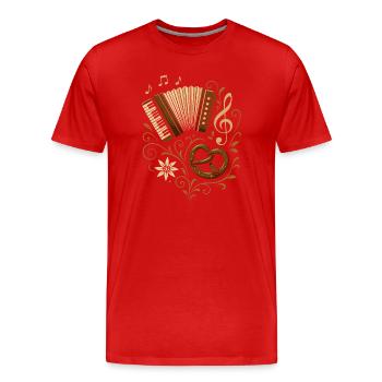 Accordion Design - Folk Music &amp; Festival Tent - Men's Premium Organic T-Shirt - red - Front - Damien (186cm)