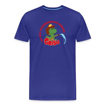Grisu Der Kleine Drache Will Feuerwehrmann Werden! - Männer Premium Bio T-Shirt - Königsblau - Vorne - Damien (186cm)