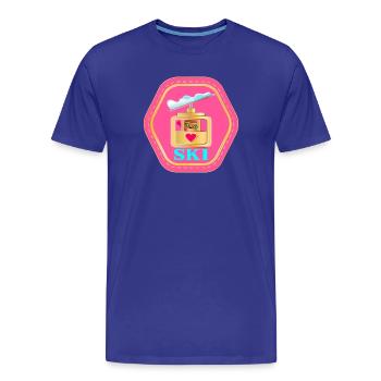 children skiing ski gondola lift skier - Men's Premium Organic T-Shirt - royal blue - Front - Damien (186cm)