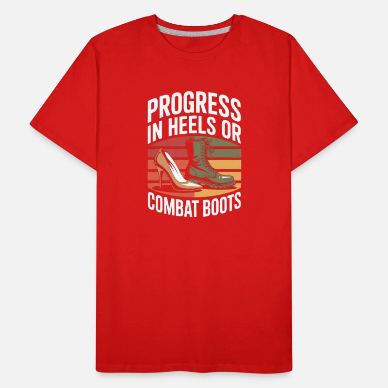 Progress in Heels or Combat Boots Women's Equality Männer Premium Bio T-Shirt