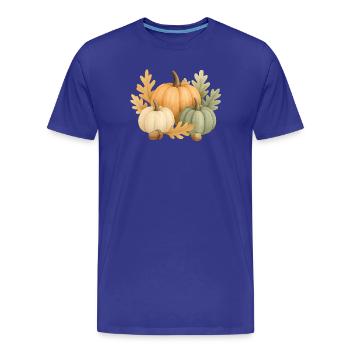Citrouilles, feuilles de chêne et glands - T-shirt bio Premium Homme - bleu roi - Devant - Damien (186cm)