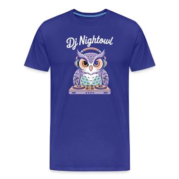DJ Nightowl hibou avec un casque à la table de mixage - T-shirt bio Premium Homme - bleu roi - Devant - Damien (186cm)