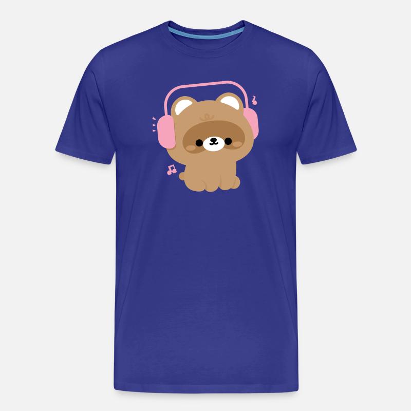 Niedlicher Biber mit Kopfhörer Illustration - Männer Premium Bio T-Shirt - Königsblau