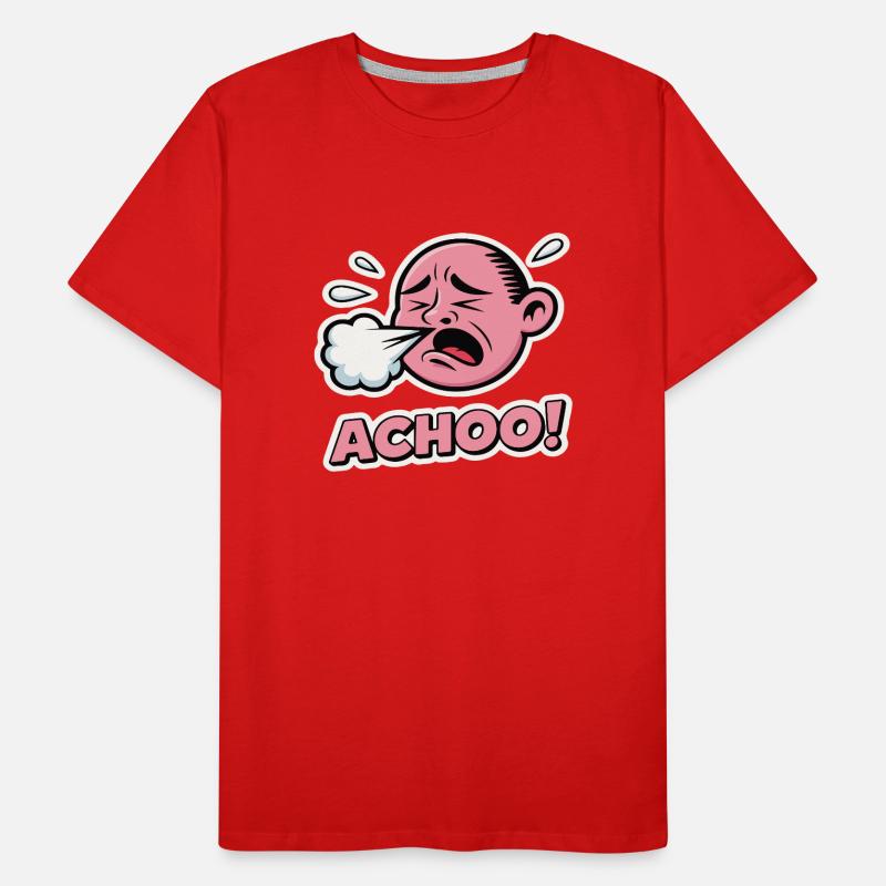 Vintage Comic Éternuement Expression Design T-shirt bio Premium Homme