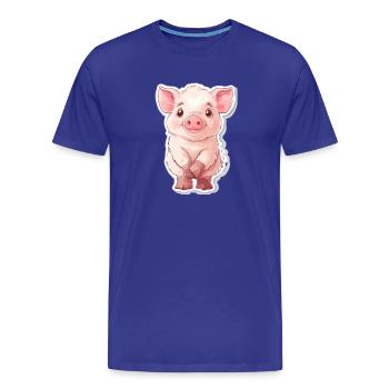 Schwein Ferkel - Männer Premium Bio T-Shirt - Königsblau - Vorne - Damien (186cm)
