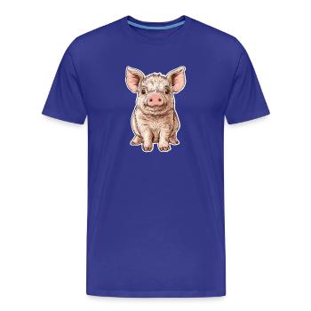 Schwein Ferkel - Männer Premium Bio T-Shirt - Königsblau - Vorne - Damien (186cm)