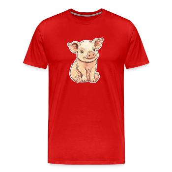 Porc Porcelet - T-shirt bio Premium Homme - rouge - Devant - Damien (186cm)