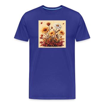 8 bits Floraison d’automne - T-shirt bio Premium Homme - bleu roi - Devant - Damien (186cm)