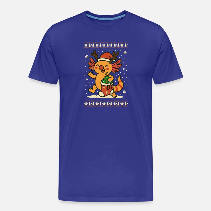 Weihnachts Axolotl im Strickmuster - Männer Premium Bio T-Shirt - Königsblau