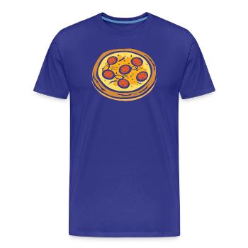 Pizza Salami Design - Motif de nourriture amusant - T-shirt bio Premium Homme - bleu roi - Devant - Damien (186cm)