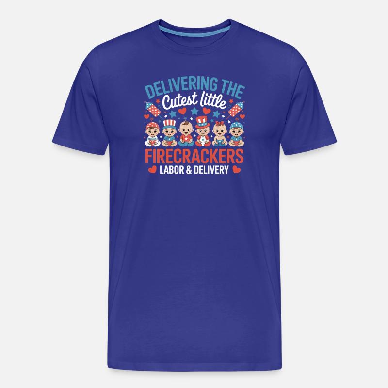  Labor & Delivery Firecrackers Independence Day - Männer Premium Bio T-Shirt - Königsblau