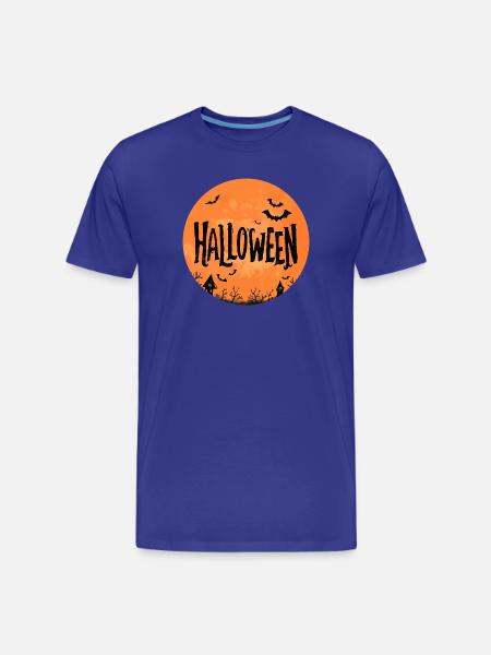 Halloween – Full Moon & Bats. - Men's Premium Organic T-Shirt - royal blue