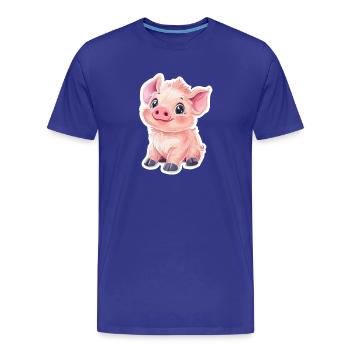 Schwein Ferkel - Männer Premium Bio T-Shirt - Königsblau - Vorne - Damien (186cm)