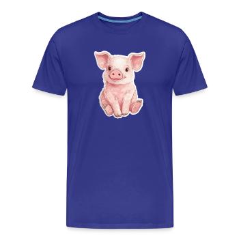 Schwein Ferkel - Männer Premium Bio T-Shirt - Königsblau - Vorne - Damien (186cm)