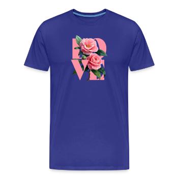 Elegante blumige Komposition in Kamelienrosa - Männer Premium Bio T-Shirt - Königsblau - Vorne - Damien (186cm)