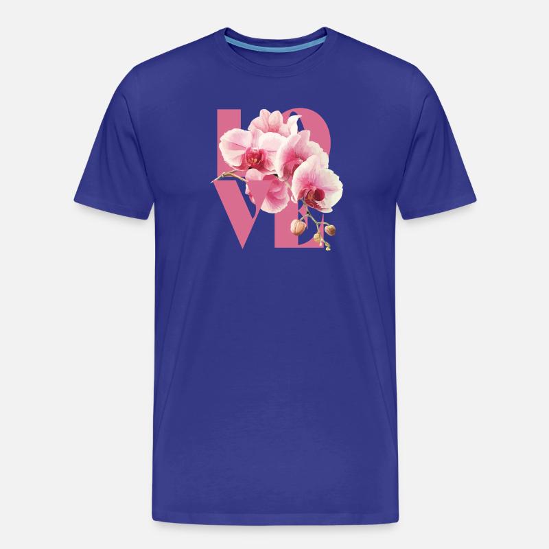 Elegantes Orchideen-Blumendesign - Männer Premium Bio T-Shirt - Königsblau