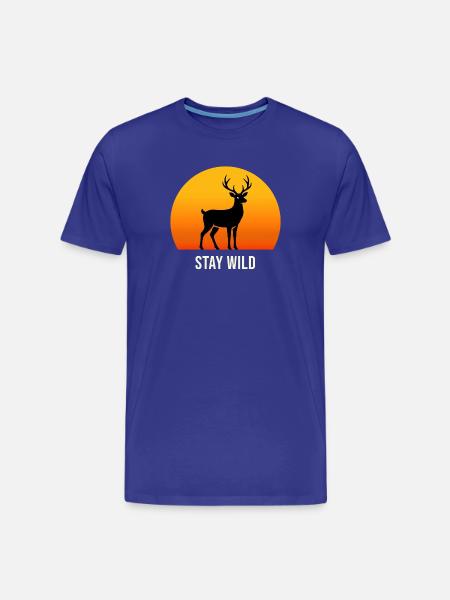 Deer at sunset – Stay Wild - Men's Premium Organic T-Shirt - royal blue