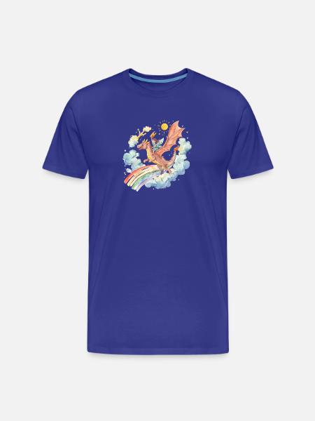 Mädchen mit Drachen und Regenbogen - Männer Premium Bio T-Shirt - Königsblau
