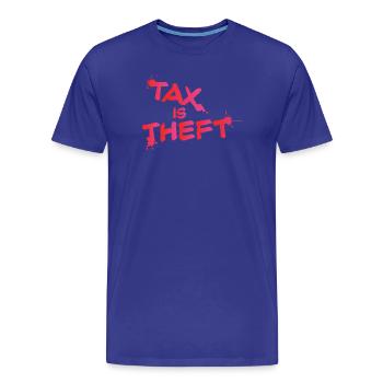 morous Tax is Theft Design - Men's Premium Organic T-Shirt - royal blue - Front - Damien (186cm)