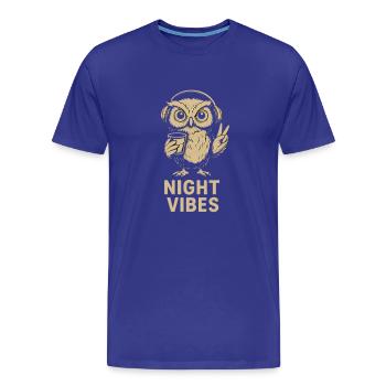 Hibou d’humeur nocturne avec écouteurs - T-shirt bio Premium Homme - bleu roi - Devant - Damien (186cm)