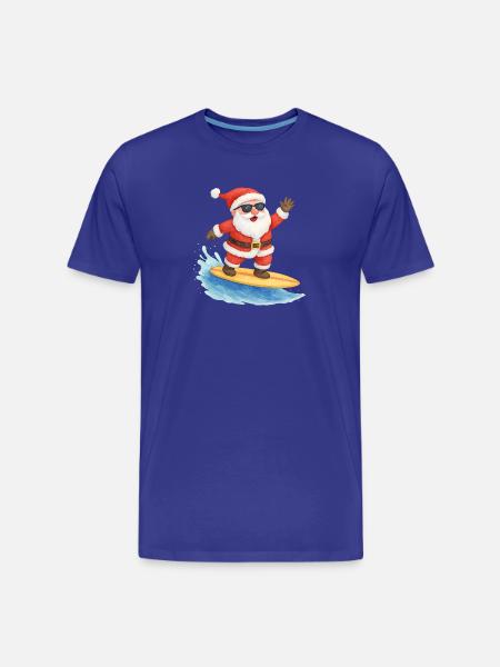 Conception de Noël Cool Santa Surfer - T-shirt bio Premium Homme - bleu roi
