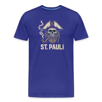 St.Pauli Kiez Hamburg Totenkopf Sankt Pauli - Men's Premium Organic T-Shirt - royal blue - Front - Damien (186cm)