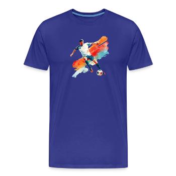 Dynamischer Fußballspieler in Bewegung - Männer Premium Bio T-Shirt - Königsblau - Vorne - Damien (186cm)