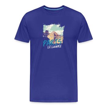 Pyramide du Louvre et Monuments de Paris - T-shirt bio Premium Homme - bleu roi - Devant - Damien (186cm)