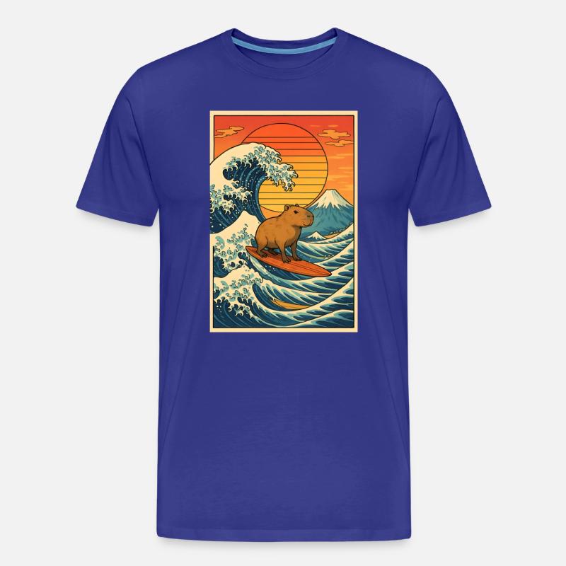 Capybara Surfing - Männer Premium Bio T-Shirt - Königsblau