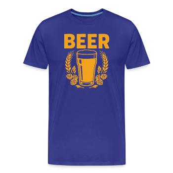 Vintage Beer Glass with Hops - Men's Premium Organic T-Shirt - royal blue - Front - Damien (186cm)