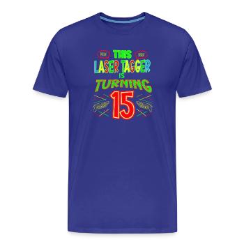 Ce marqueur laser a 15 ans laser - T-shirt bio Premium Homme - bleu roi - Devant - Damien (186cm)